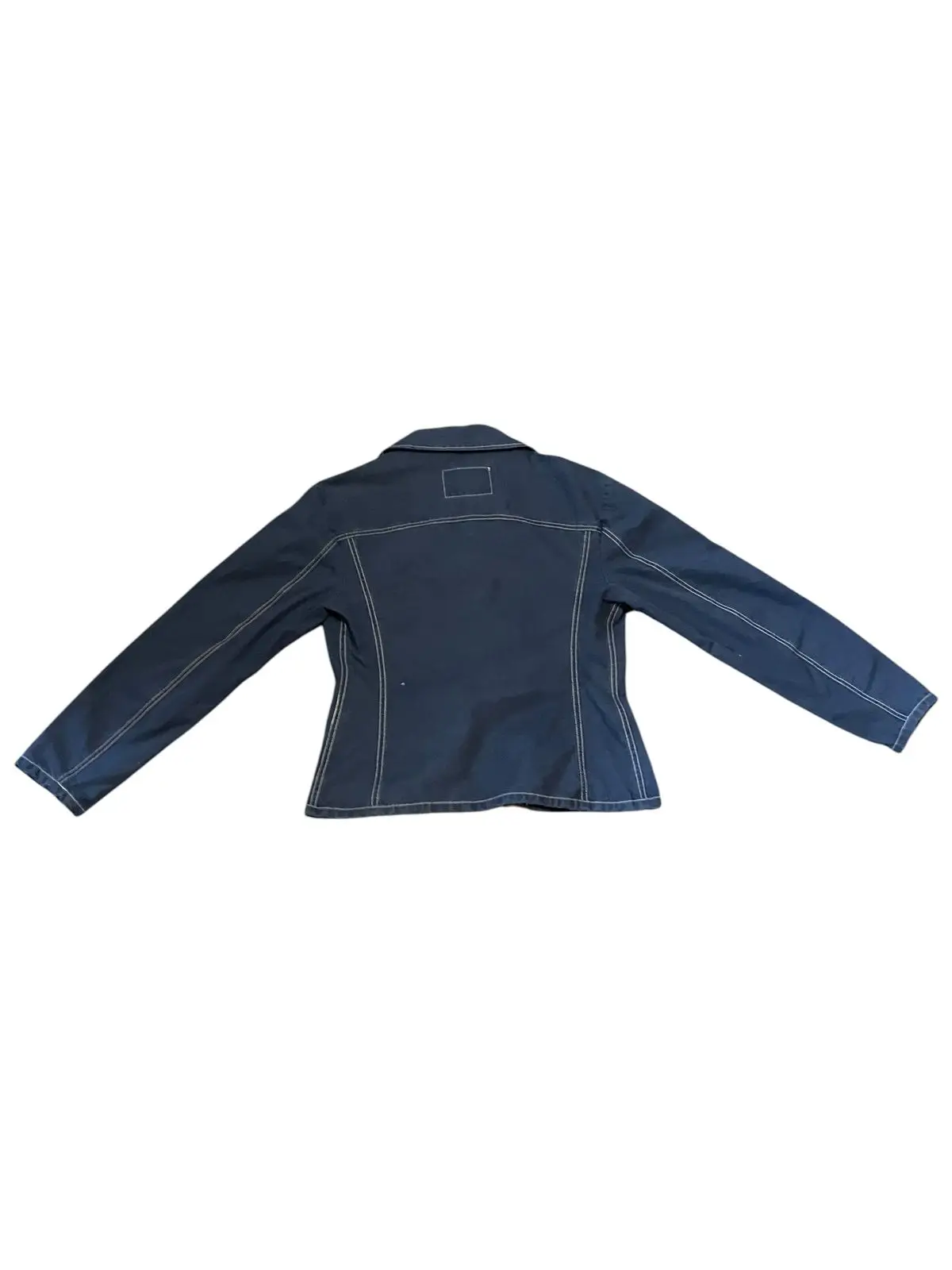 Vintage Navy Blue Denim Jacket with Contrast Stitching