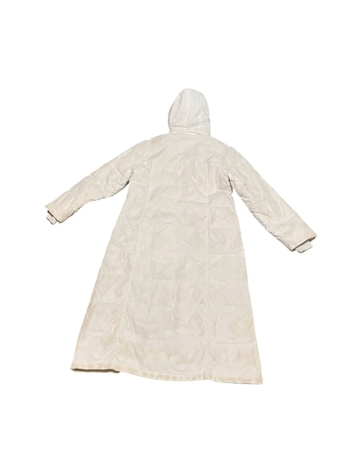 White Full-Length Puffer Coat With Hood