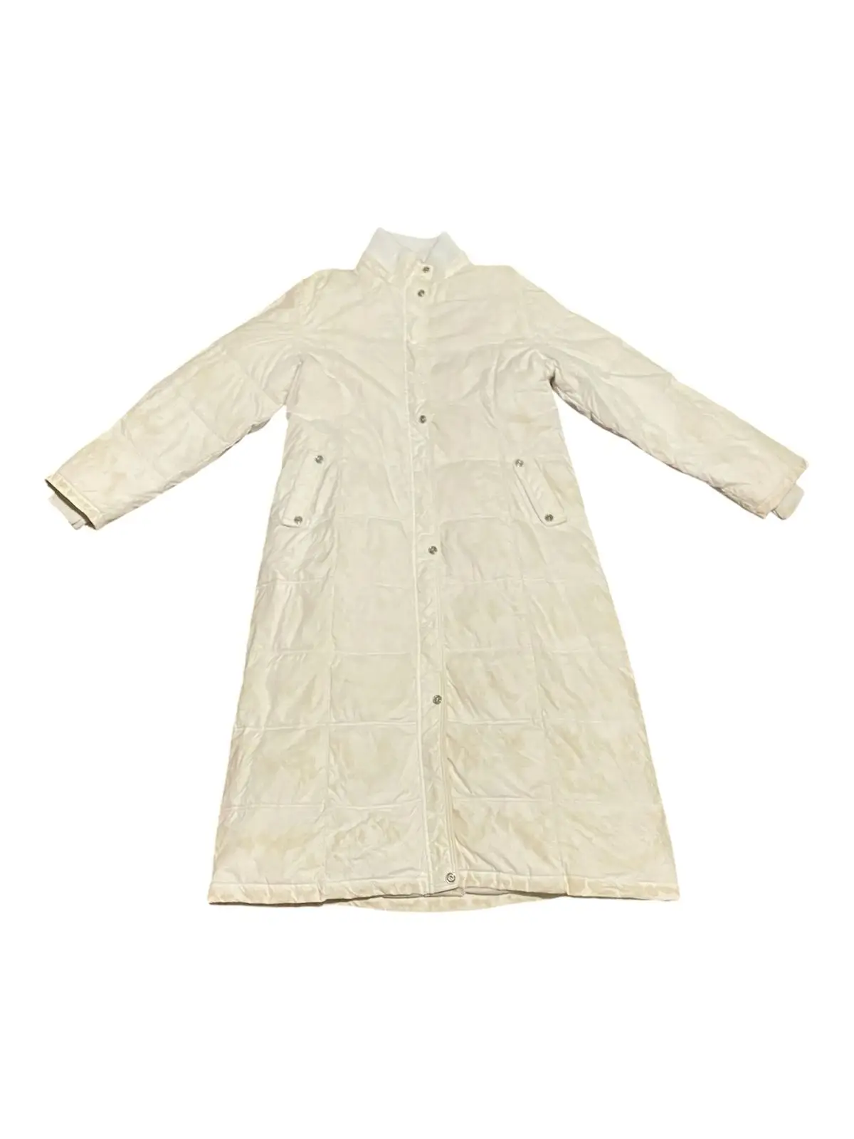 White Full-Length Puffer Coat With Hood