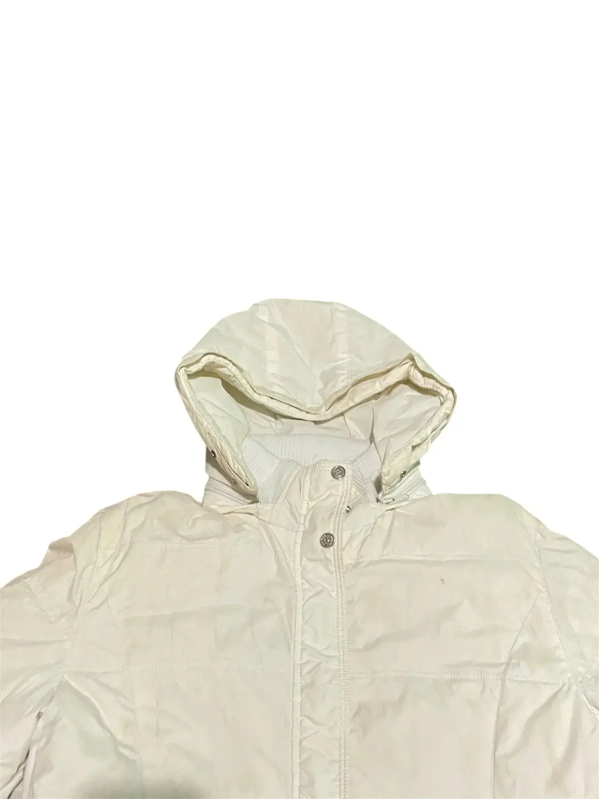 White Full-Length Puffer Coat With Hood