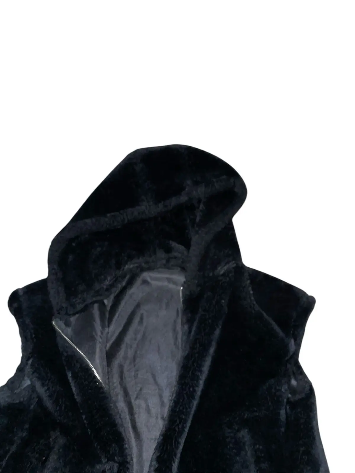 Black Faux Fur Hooded Vest