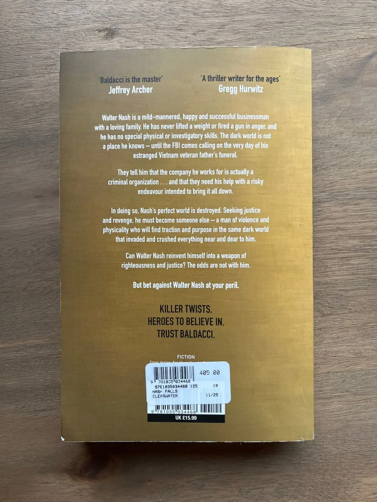 Nash Falls by David Baldacci Hardcover Book