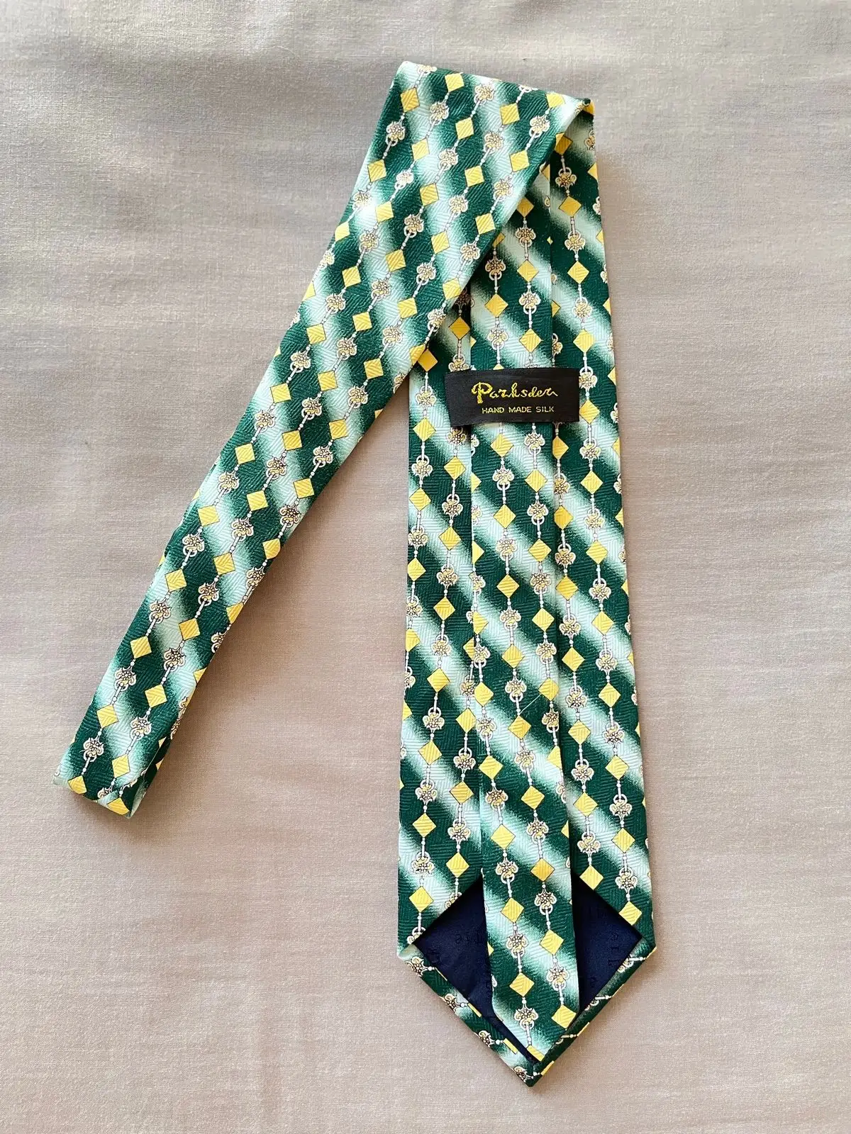 Green and Yellow Patterned Necktie