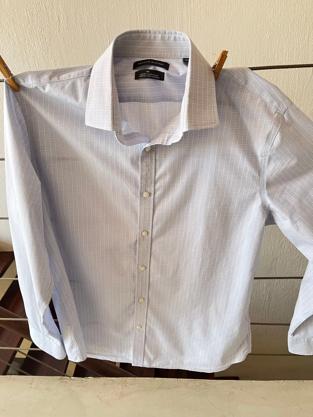 Tommy Hilfiger Light Blue Checkered Long-Sleeve Shirt