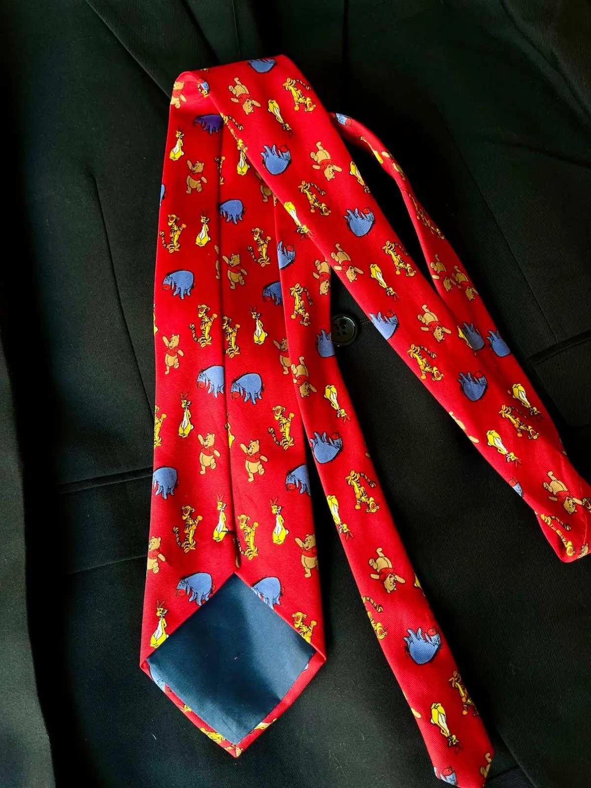 Disney Winnie the Pooh Character Red Silk Tie