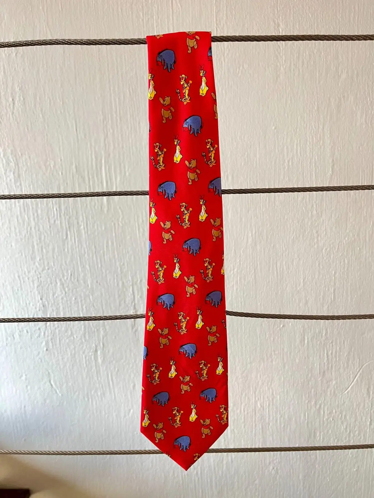Disney Winnie the Pooh Character Red Silk Tie