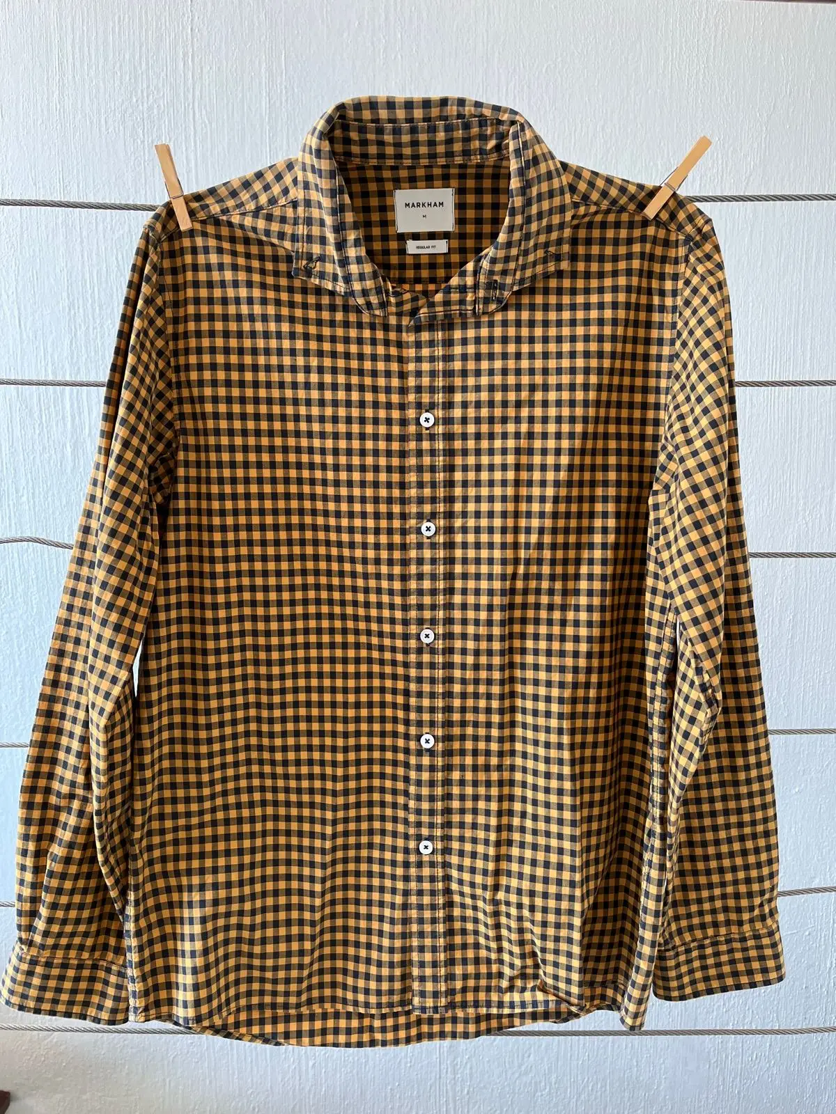 Markham Yellow Black Gingham Check Long Sleeve Shirt