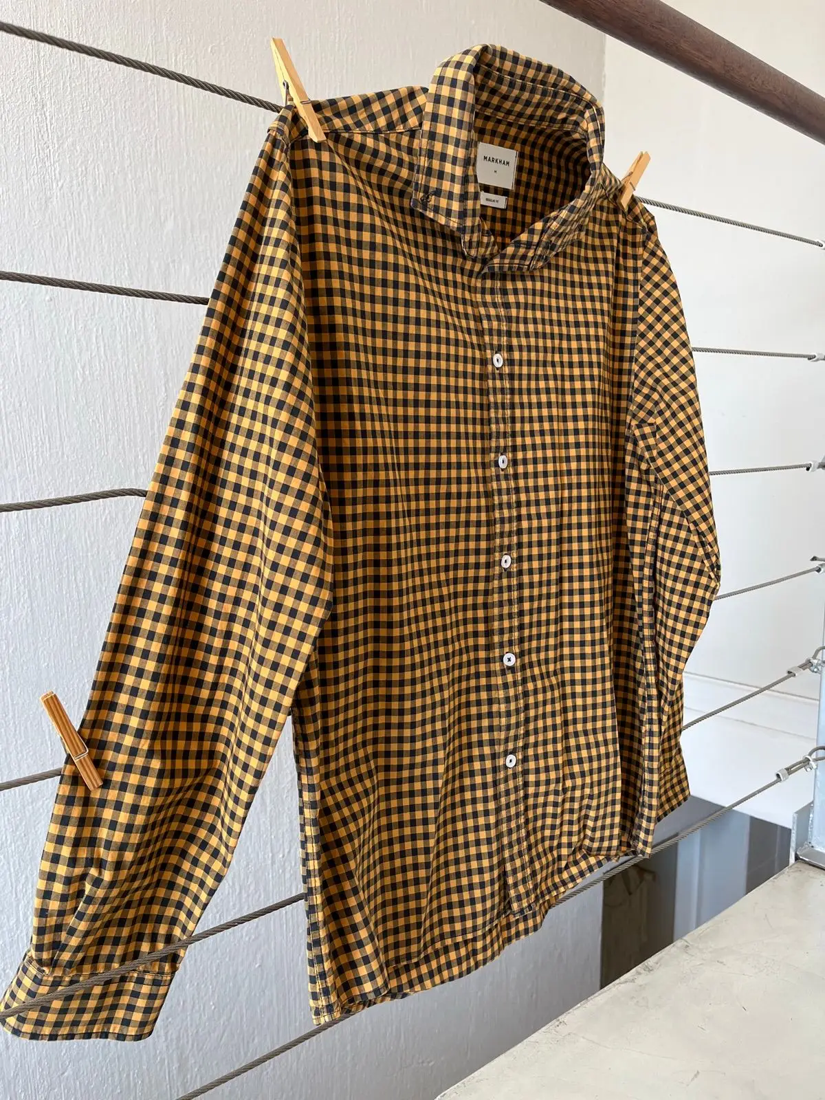 Markham Yellow Black Gingham Check Long Sleeve Shirt