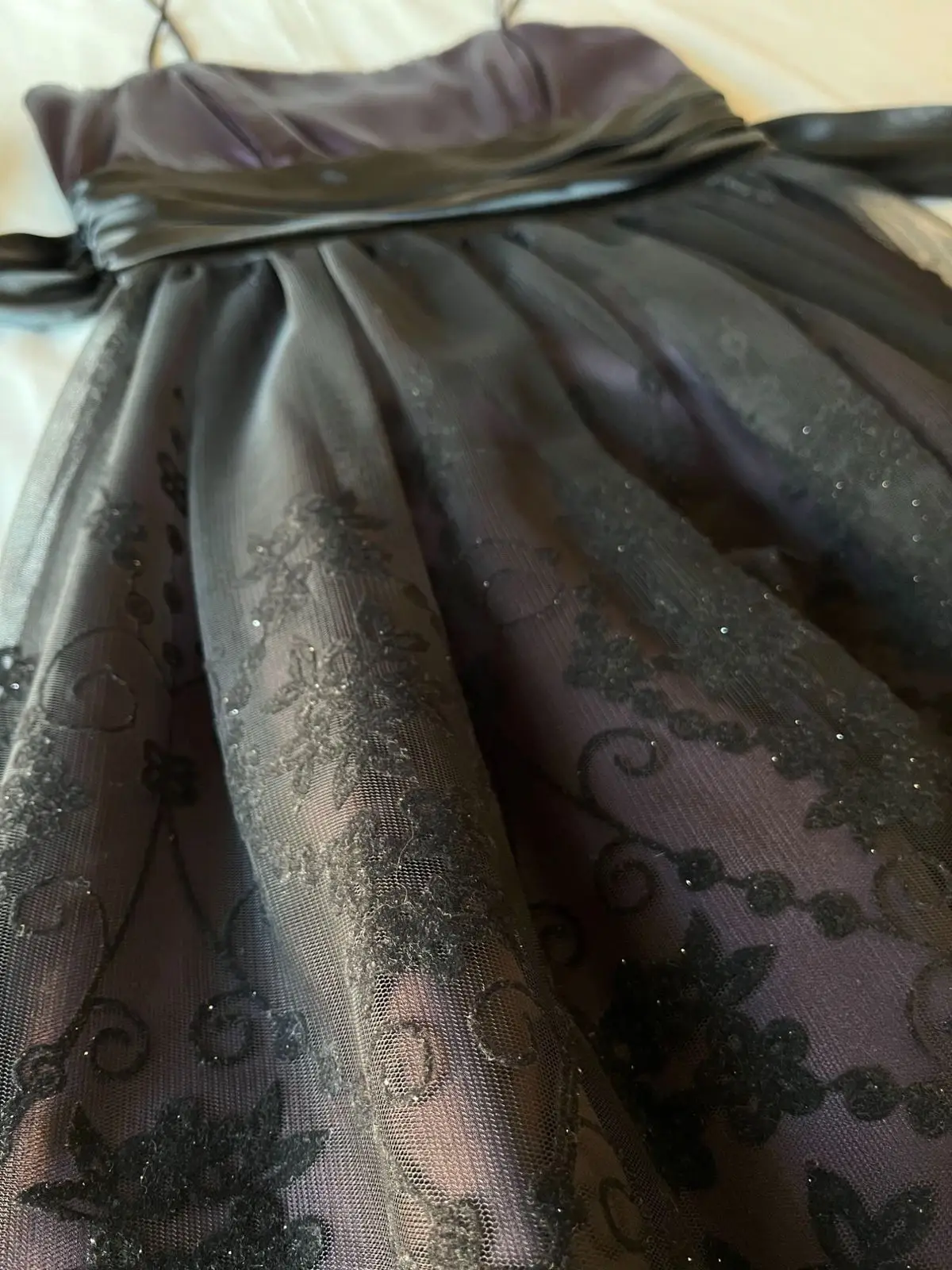 Purple and Black Mesh Overlay Dress