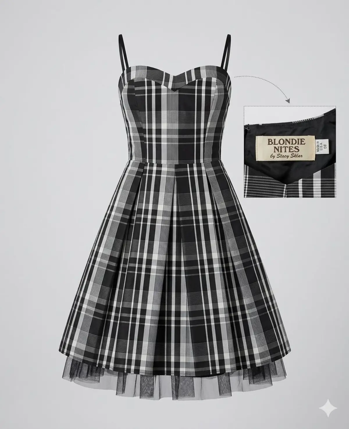 Blondie Nites Black and White Plaid Dress