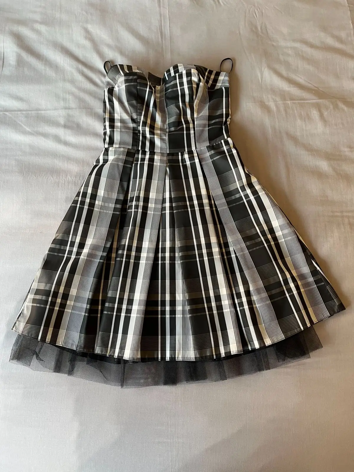 Blondie Nites Black and White Plaid Dress