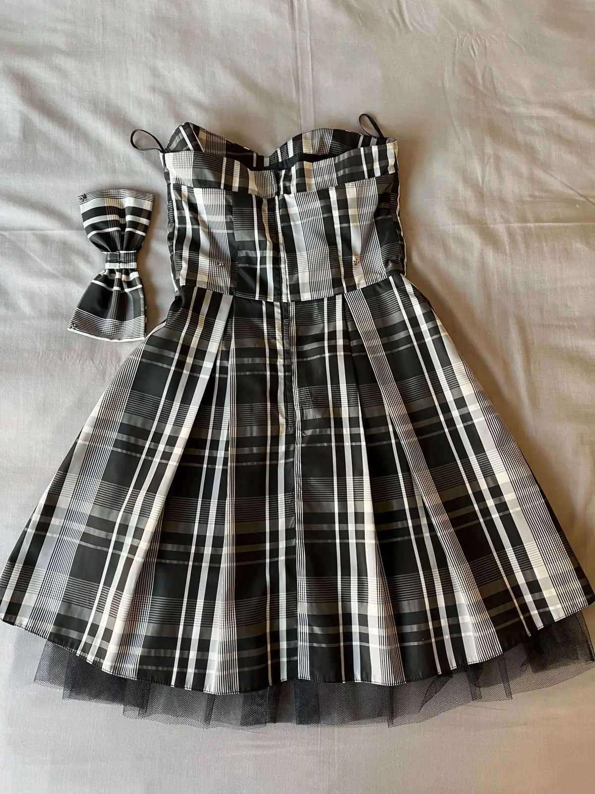 Blondie Nites Black and White Plaid Dress