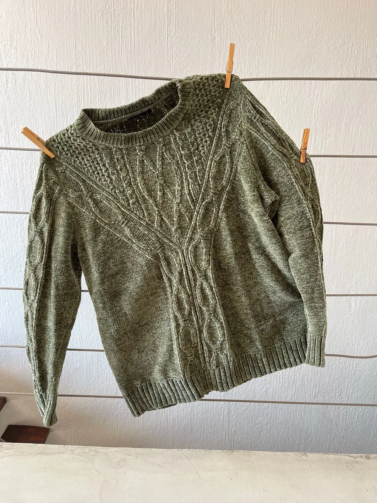 Miladys Green Cable Knit Sweater