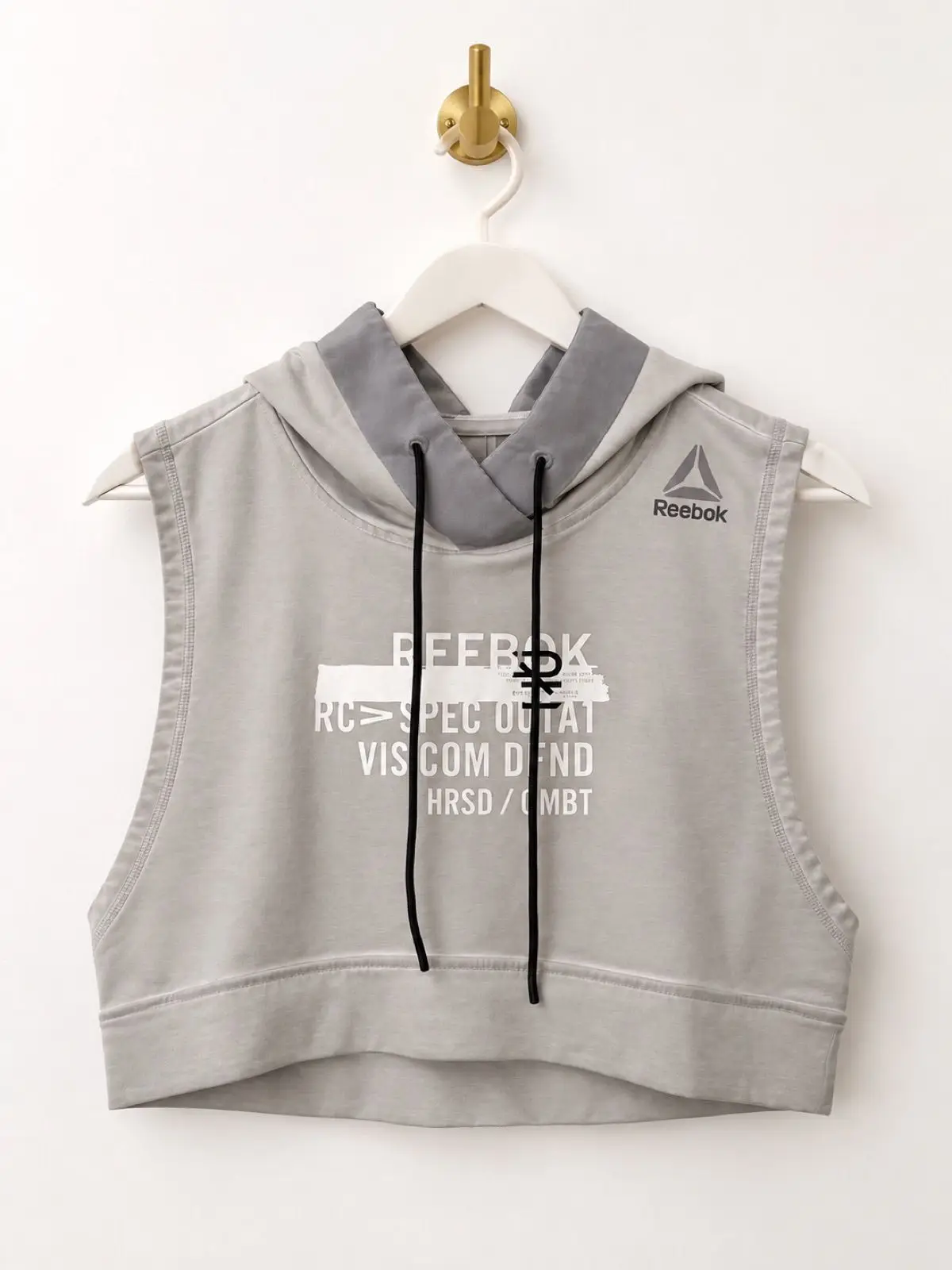 Reebok Grey Sleeveless Cropped Hoodie