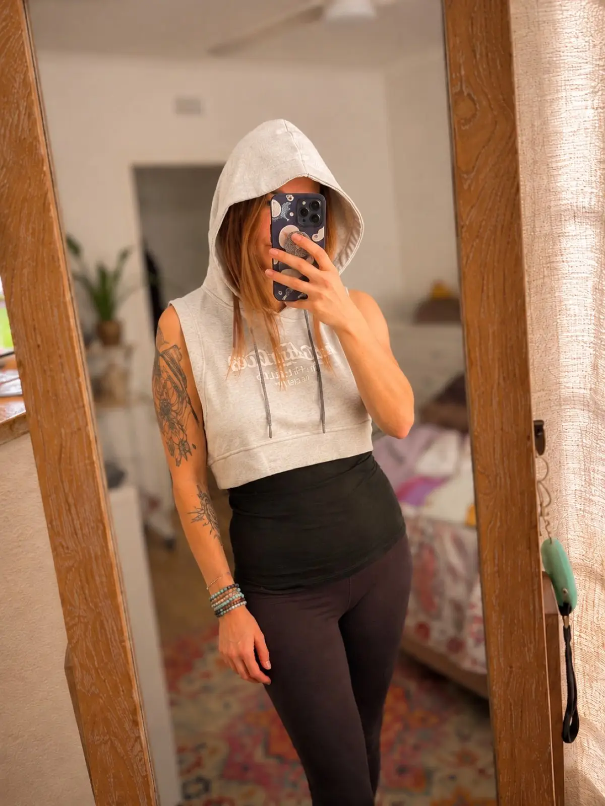 Reebok Grey Sleeveless Cropped Hoodie
