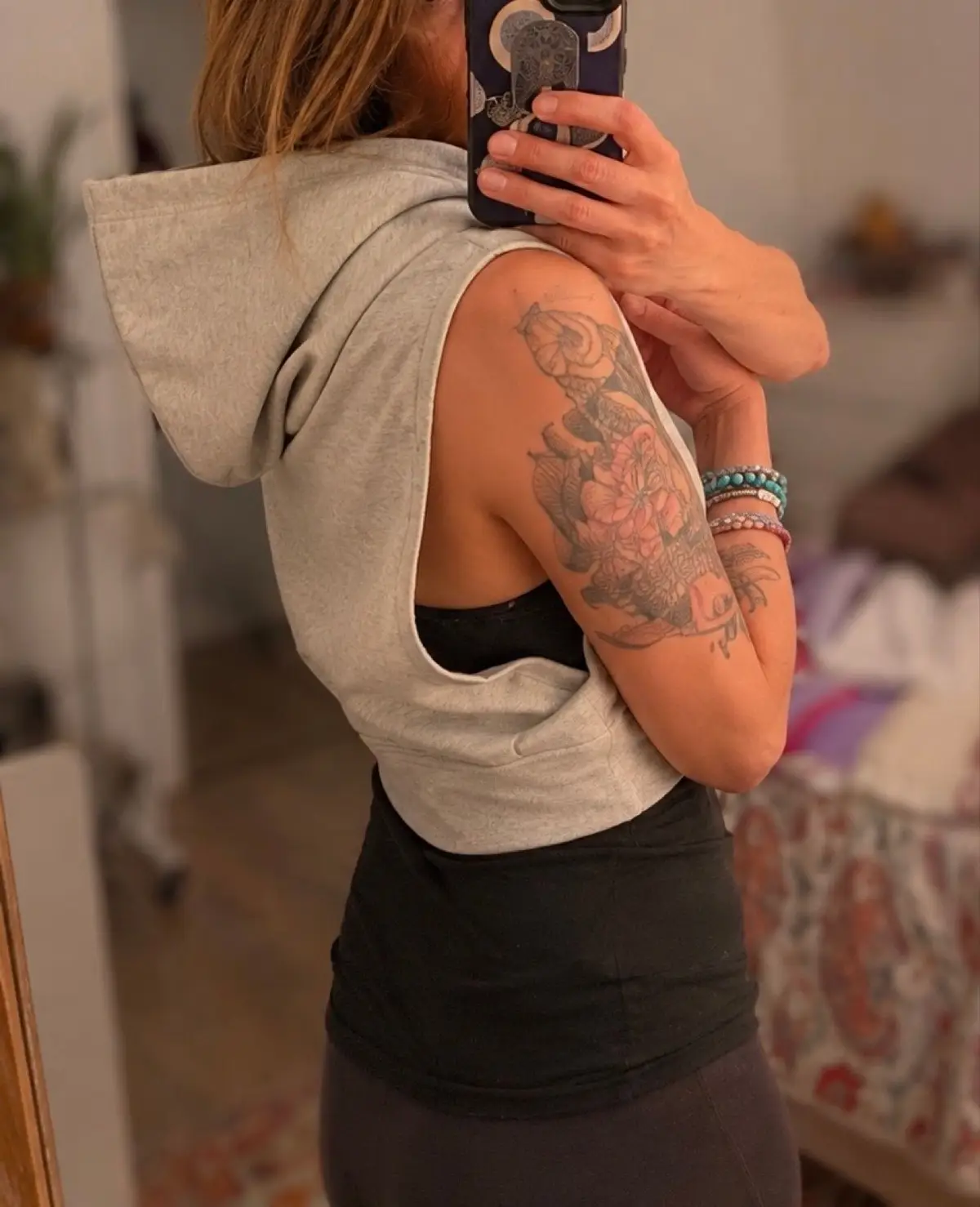 Reebok Grey Sleeveless Cropped Hoodie