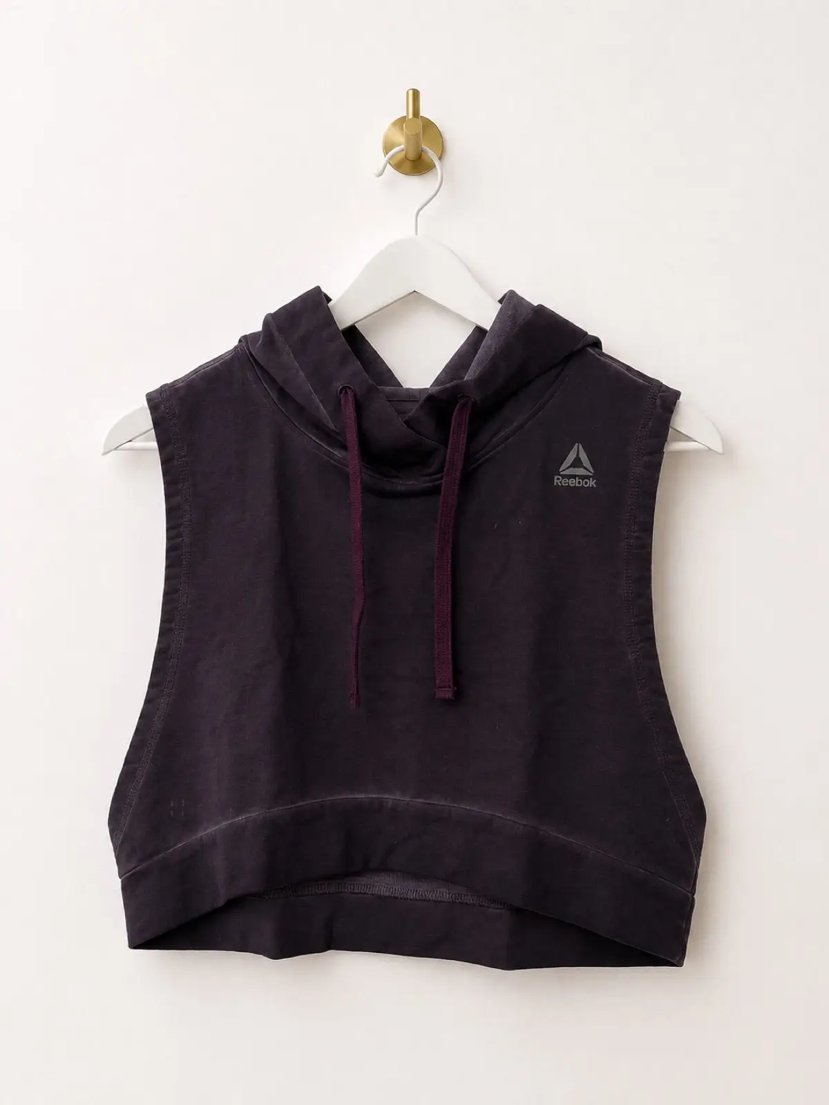 Reebok Black Cropped Sleeveless Hoodie