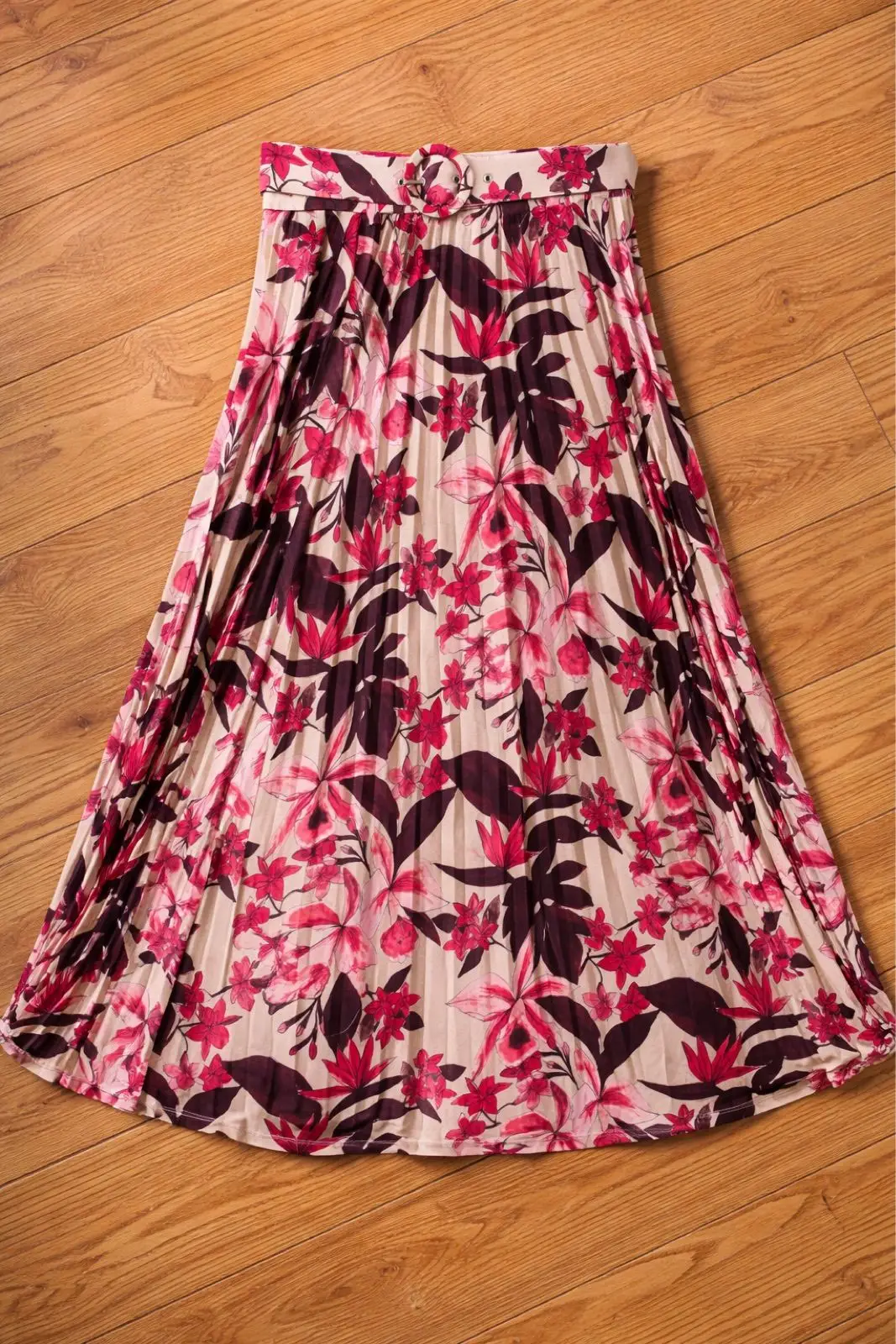 Zara Pleated Floral Midi Skirt