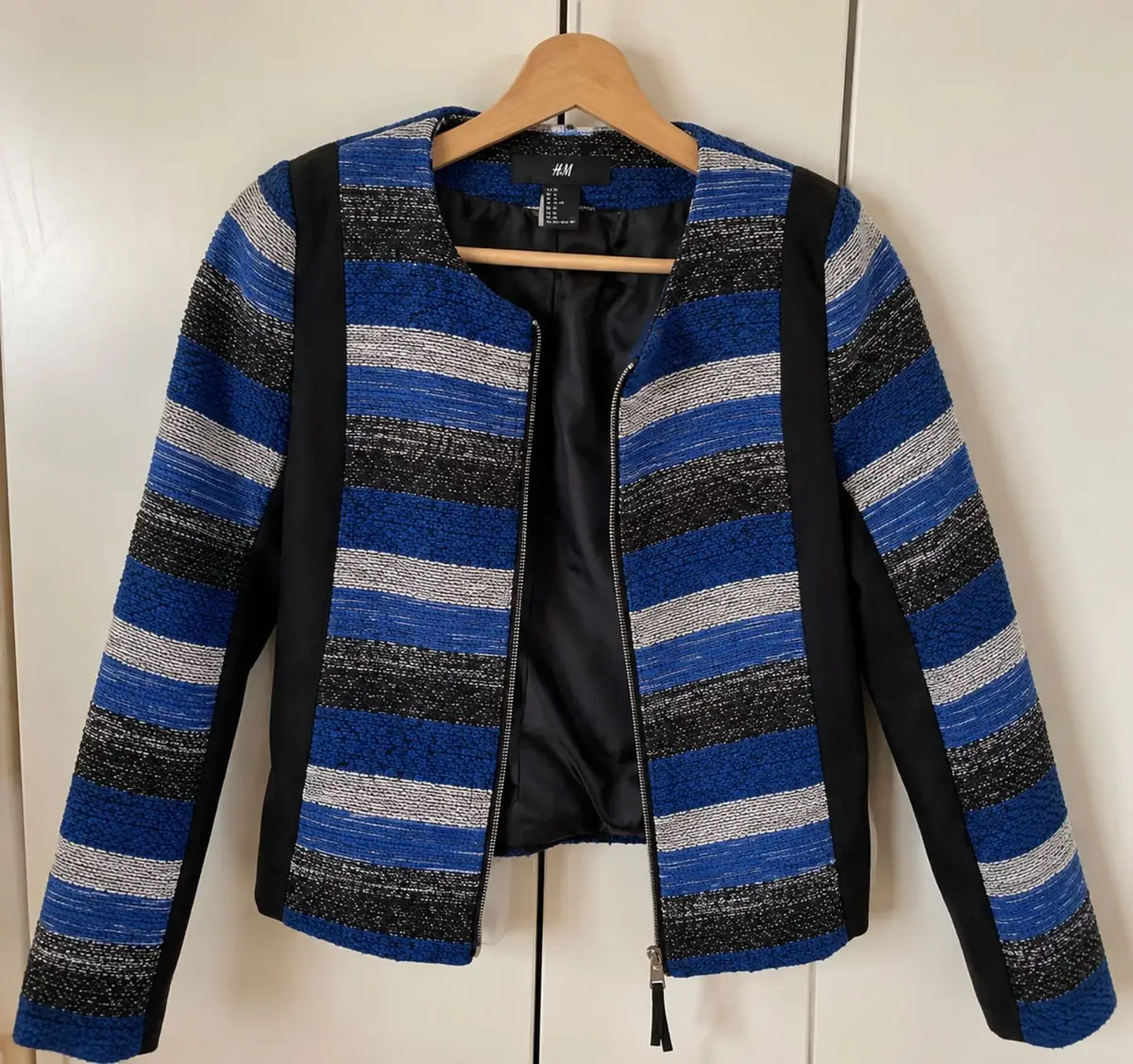 H&M Structured Striped Zip Jacket