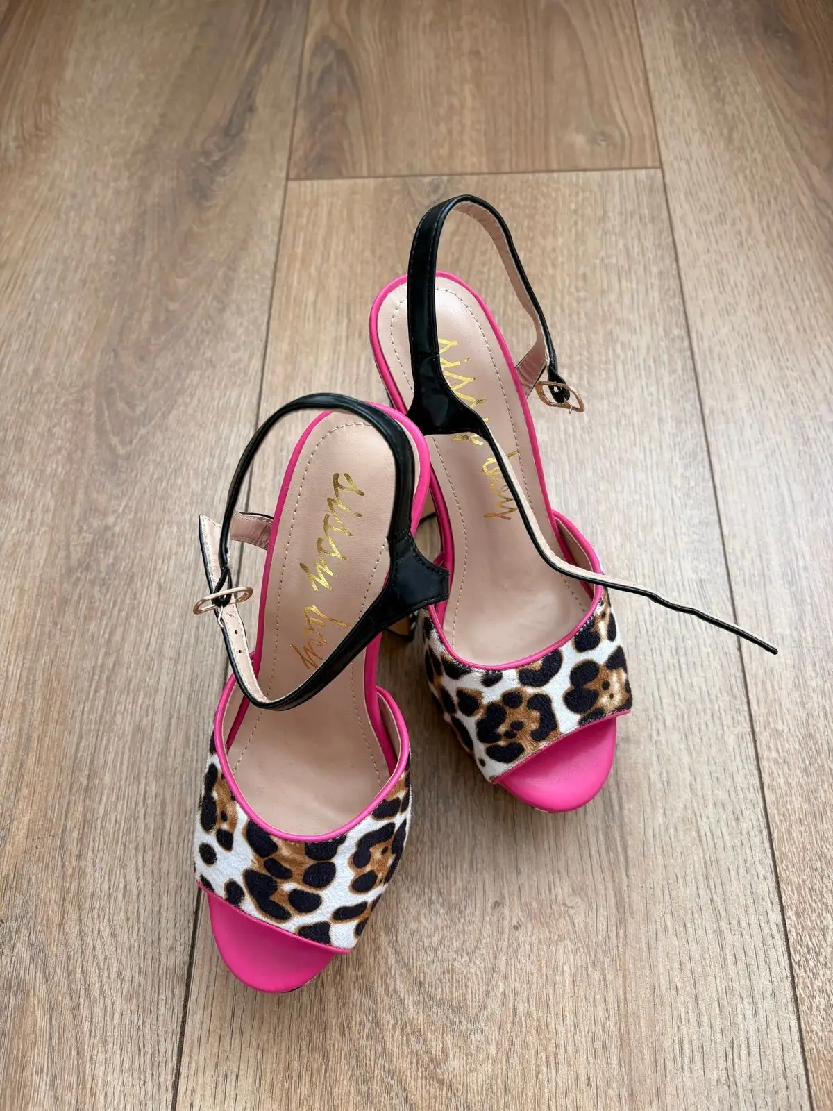 Sissy Boy Leopard Print Pink Heel Sandals