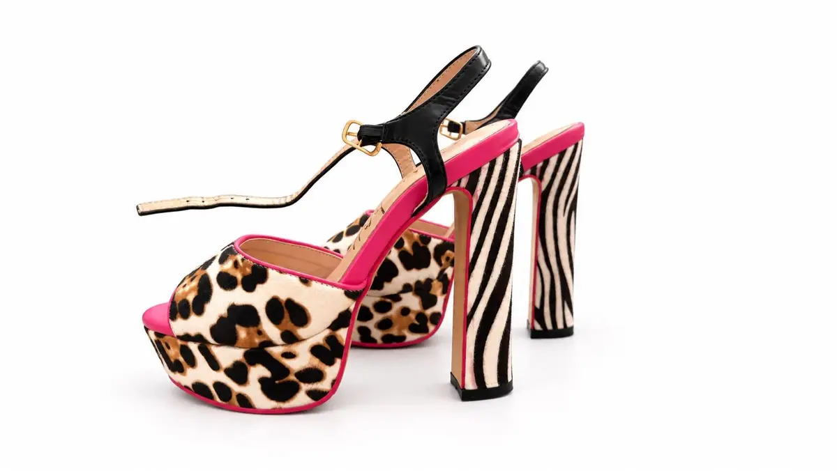 Sissy Boy Leopard Print Pink Heel Sandals