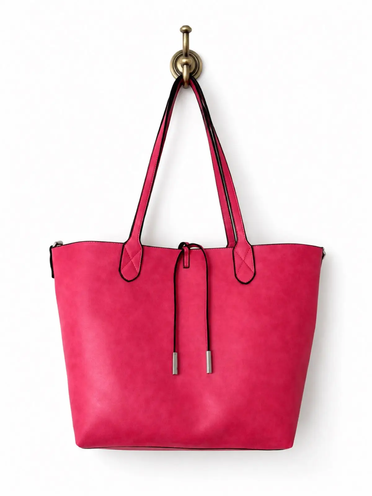 Patterned Tote Bag with Pink Straps