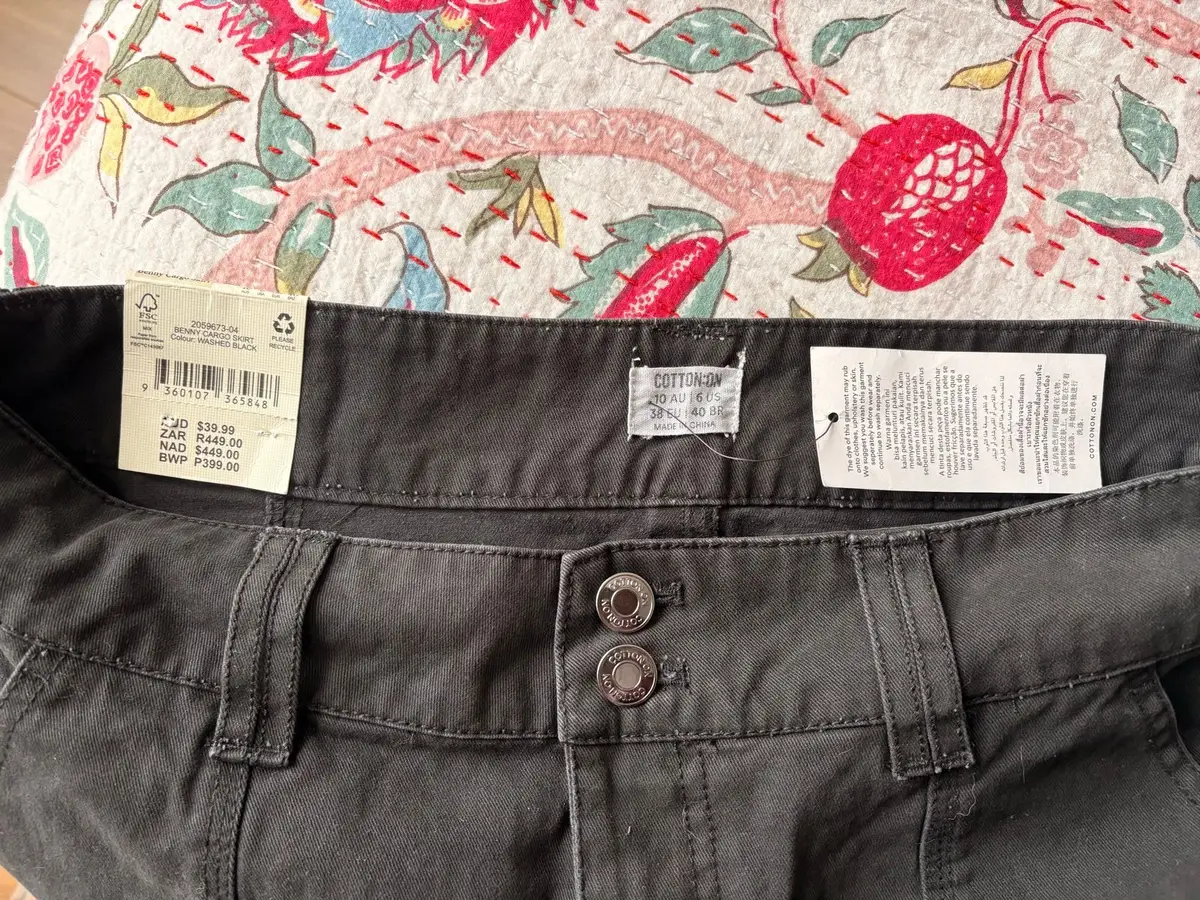 Cotton On Dark Grey Cargo Denim Skirt