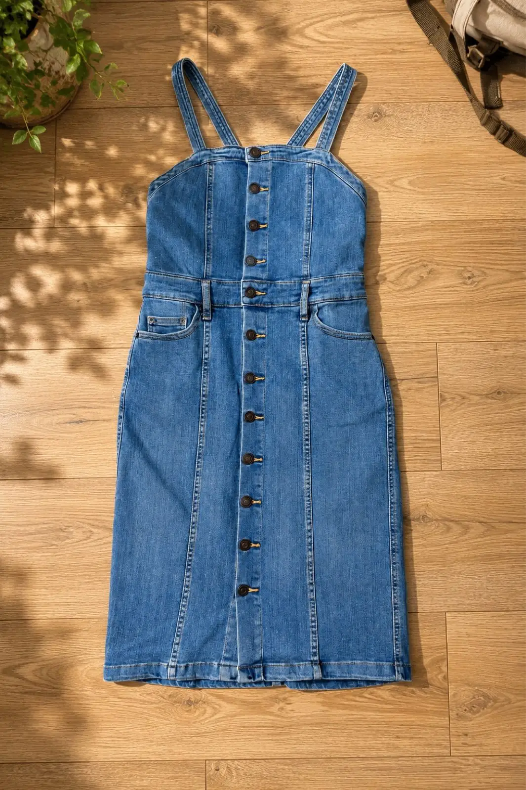 Old Khaki Denim Overall Dress