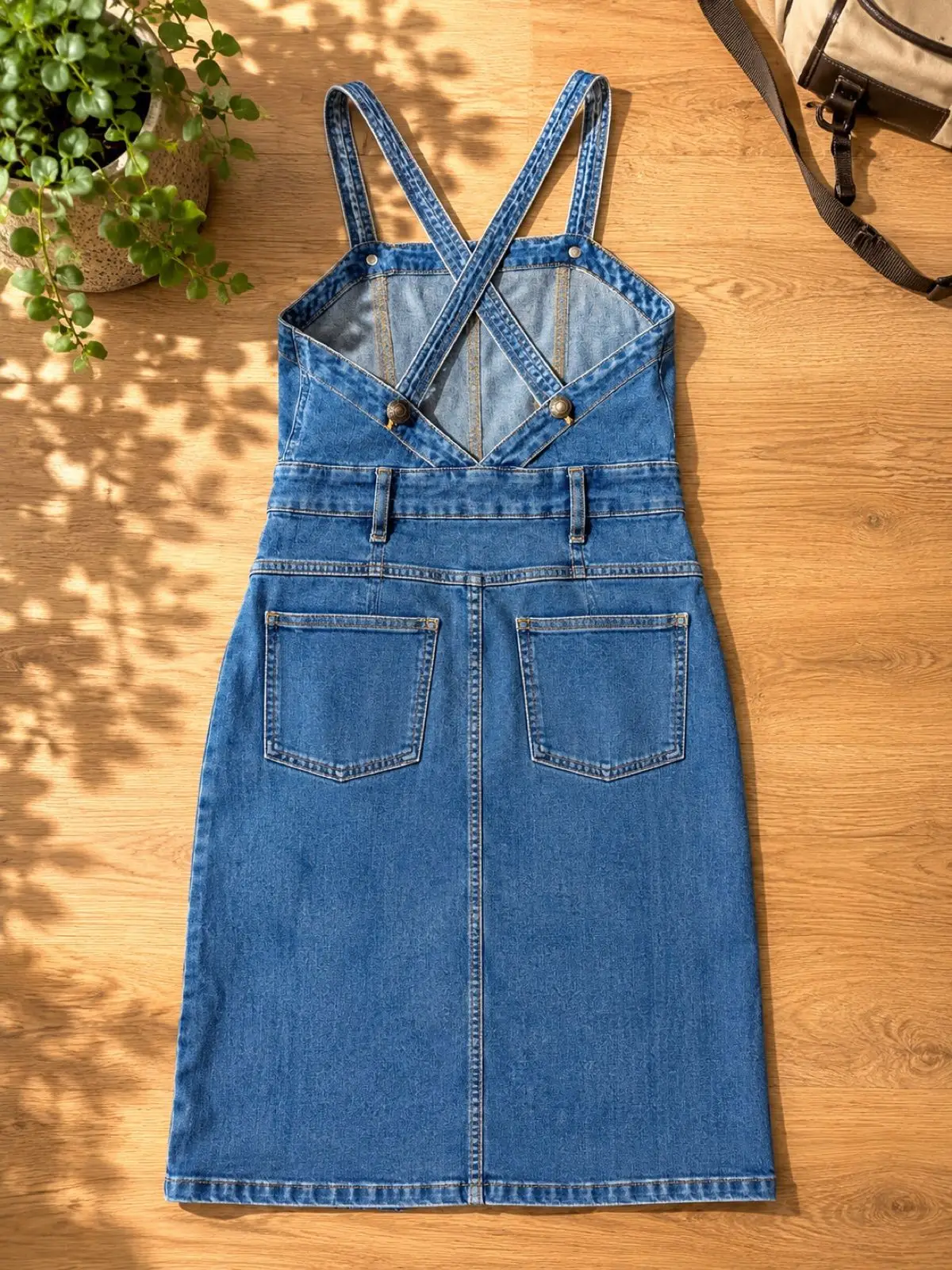 Old Khaki Denim Overall Dress
