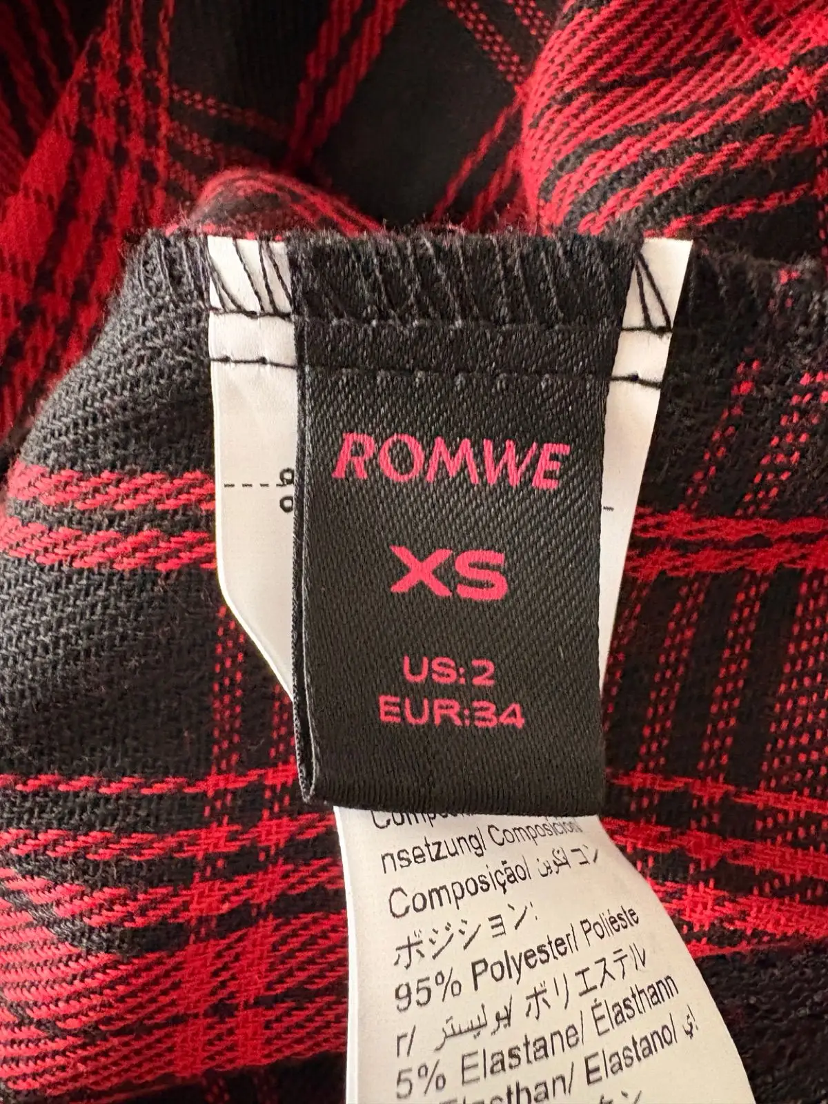 Shein Red and Black Plaid Lace Trim Skirt