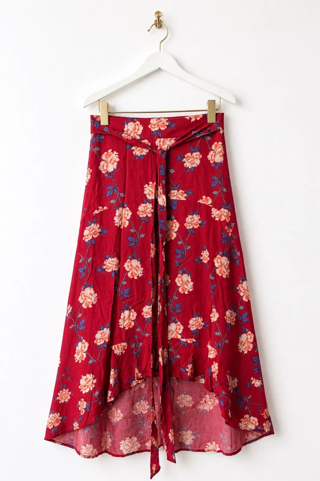 Cotton On Red Floral Wrap Skirt Size S