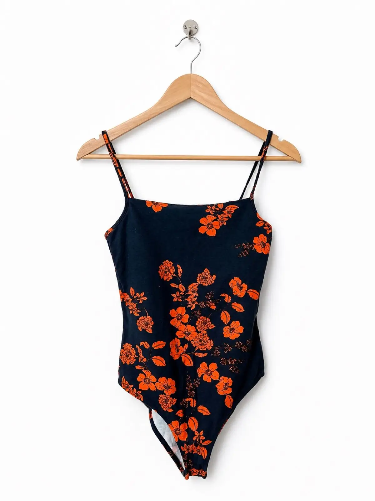 Cotton On Floral Bodysuit Black Orange