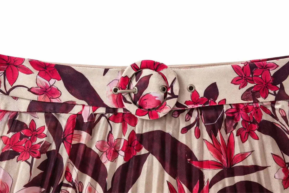 Zara Floral Pleated Midi Skirt