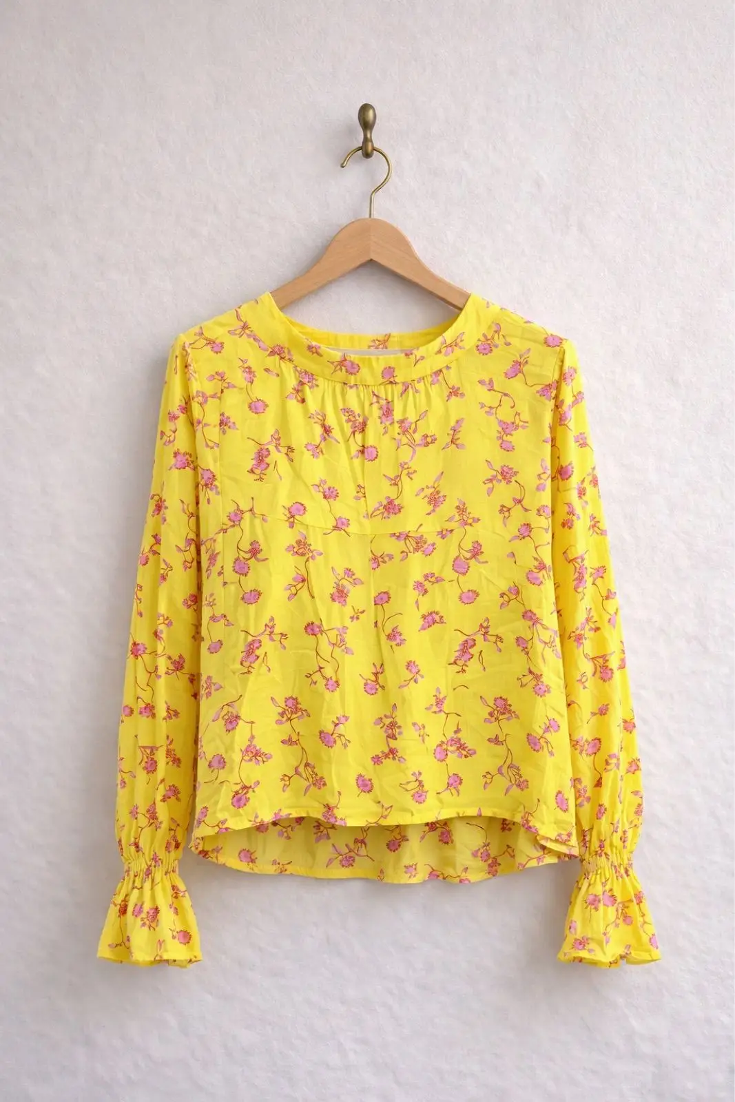 Yellow Floral Long-Sleeve Blouse