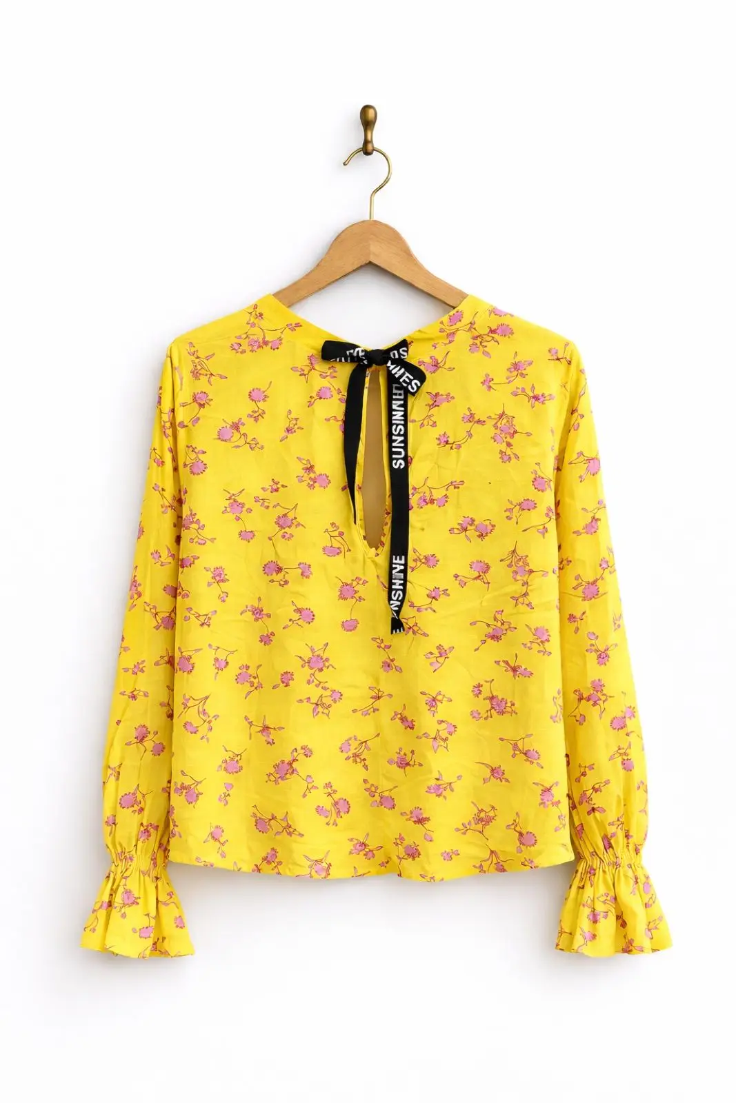 Yellow Floral Long-Sleeve Blouse