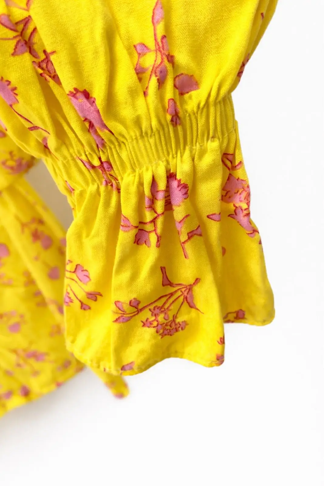 Yellow Floral Long-Sleeve Blouse