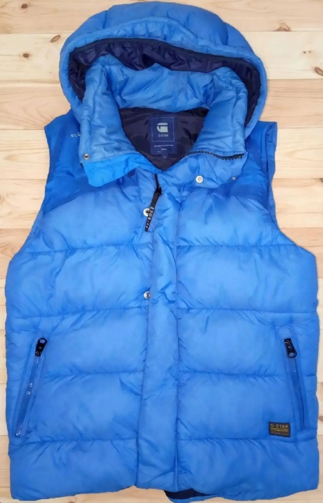 G-Star RAW Blue Hooded Puffer Vest