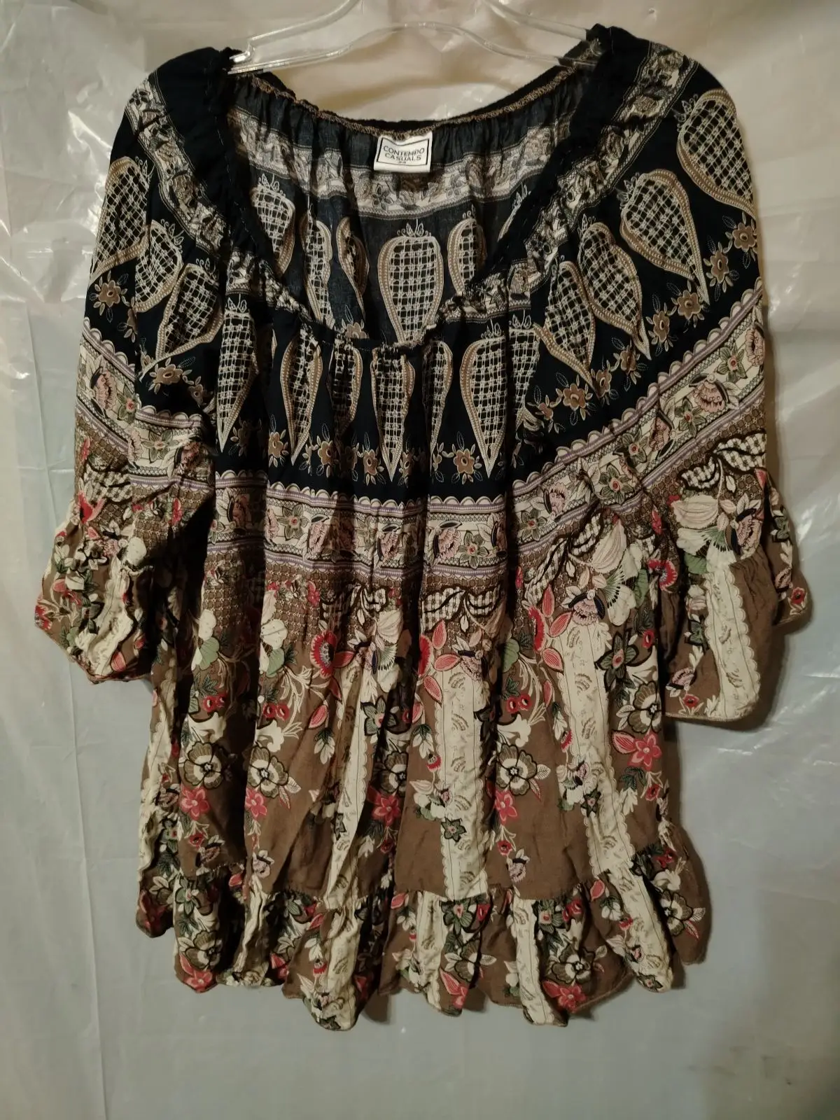 Contempo Casuals Boho Floral Top Size 24