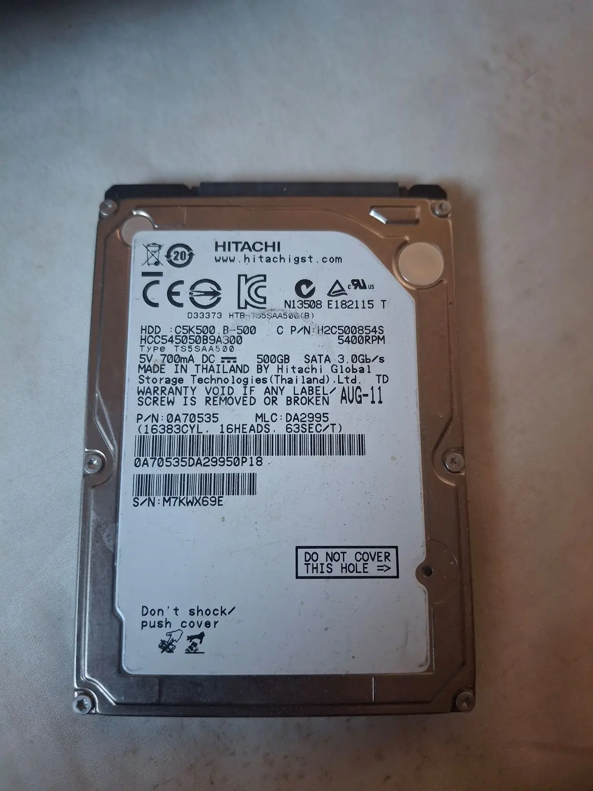 Hitachi 500GB 2.5 inch SATA Laptop Hard Drive HDD