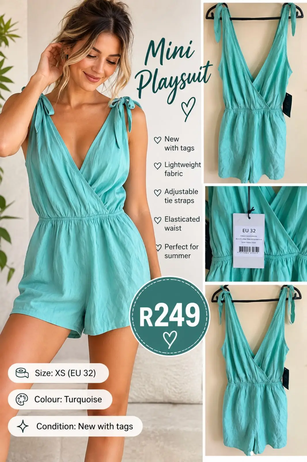 Turquoise Mini Playsuit