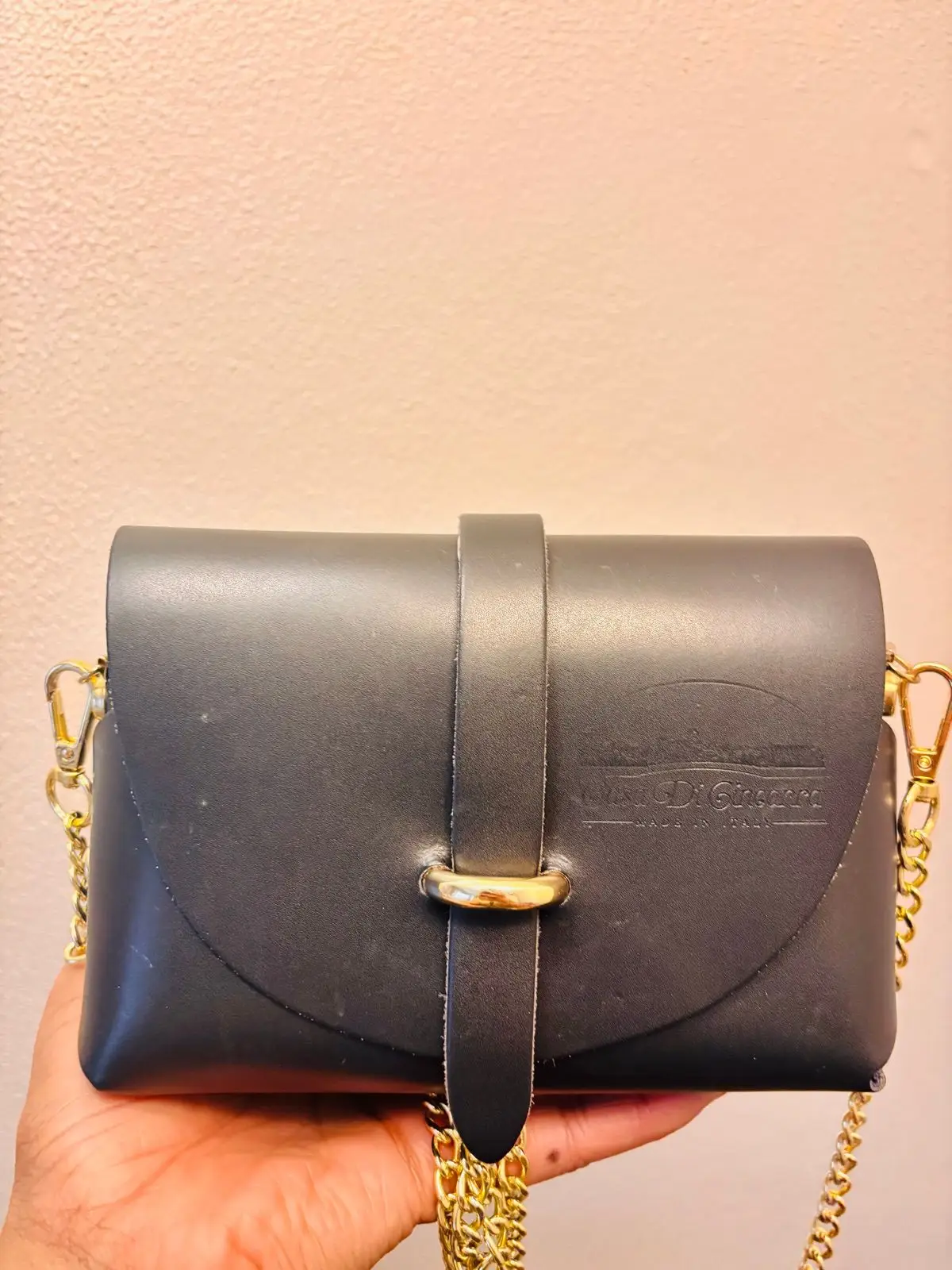 Casa Di Giocara Black Leather Crossbody Bag