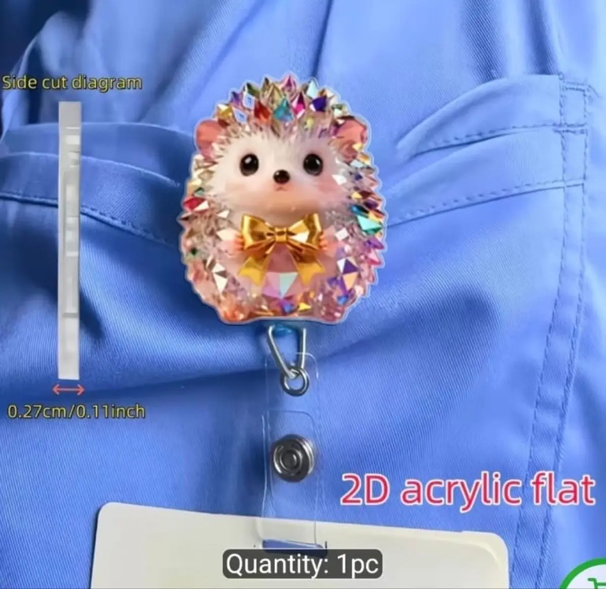 Hedgehog Acrylic Badge Reel