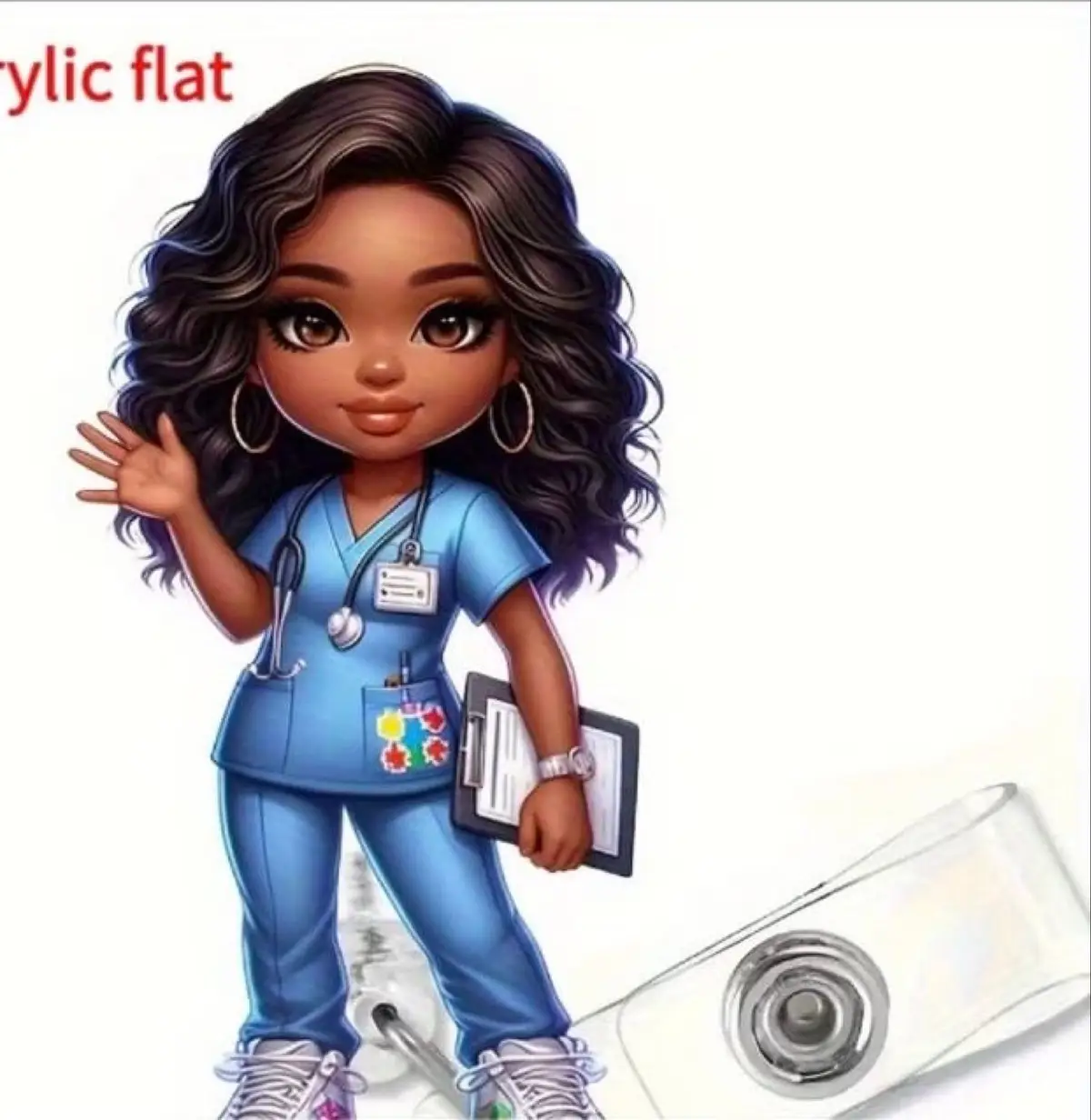 Nurse Character Acrylic Badge Reel