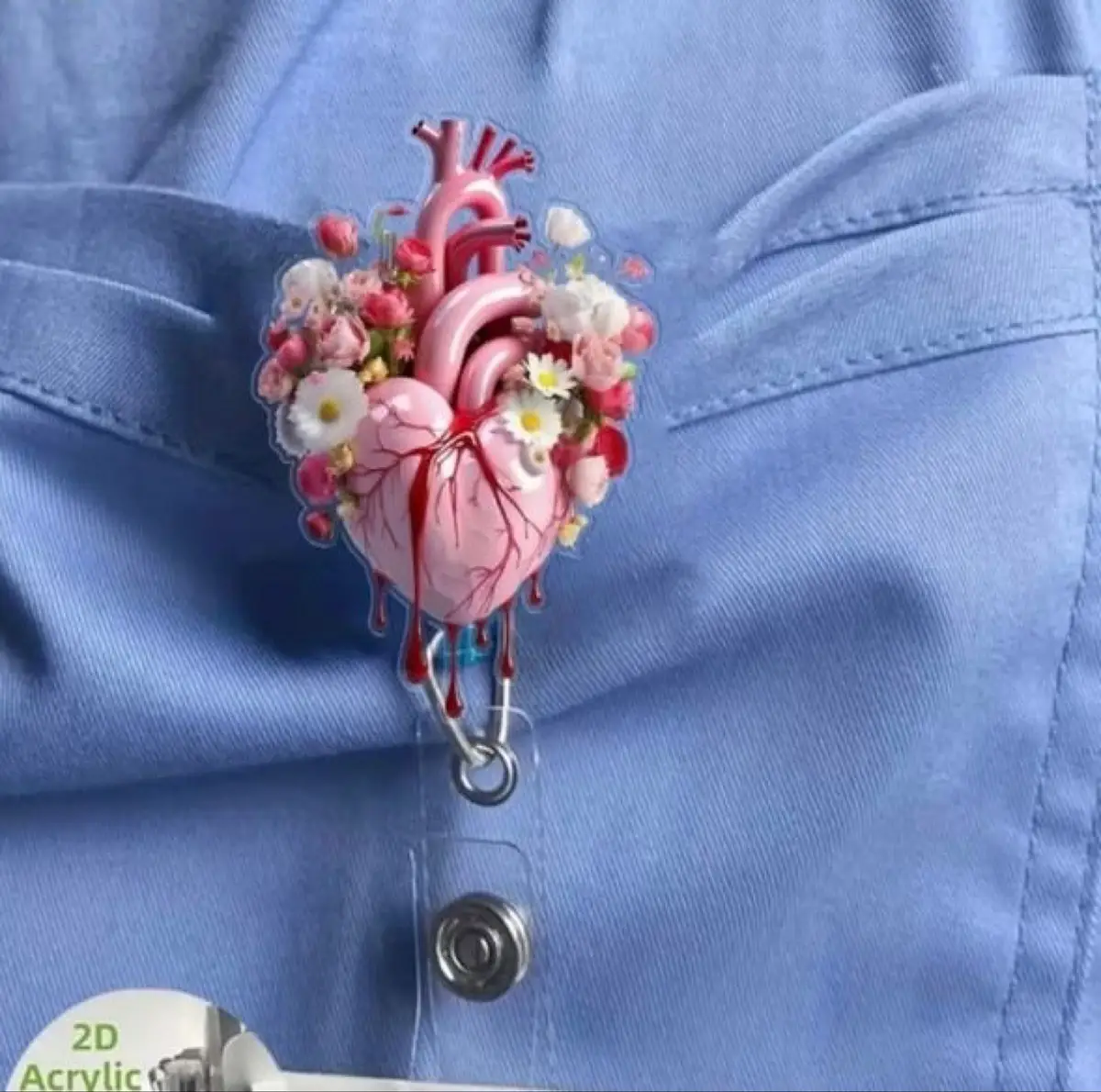 Anatomical Floral Heart Badge Reel