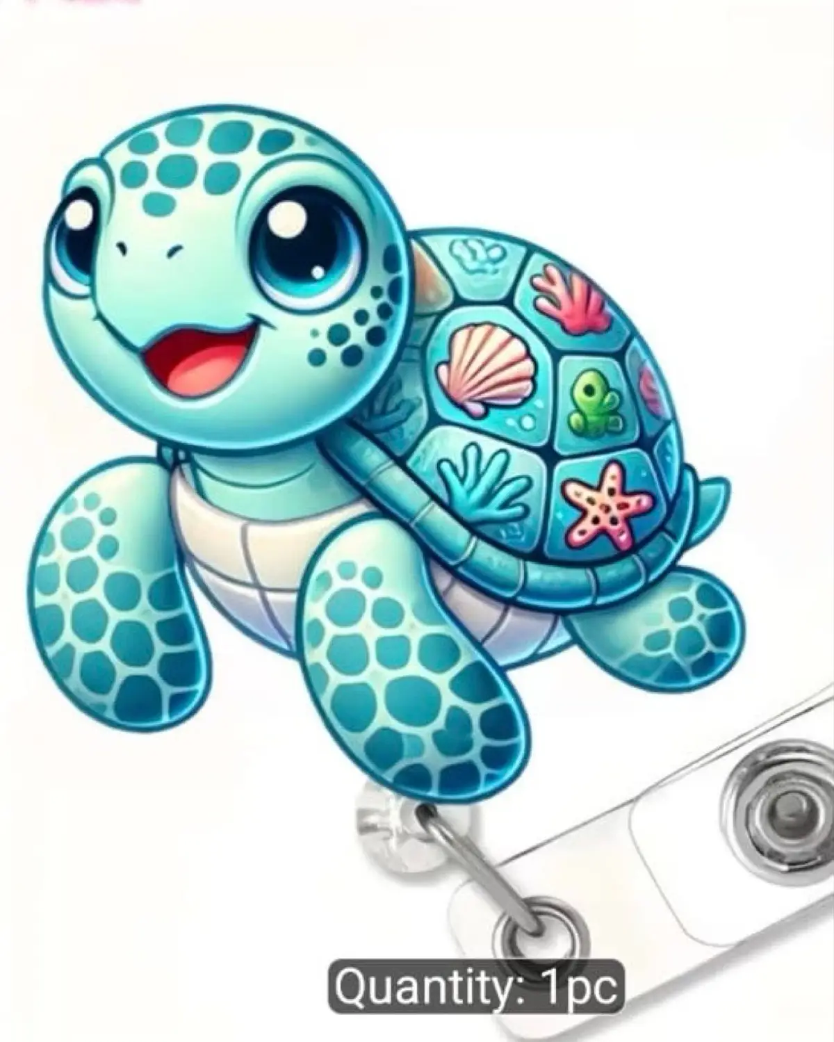 Cute Blue Turtle Badge Reel