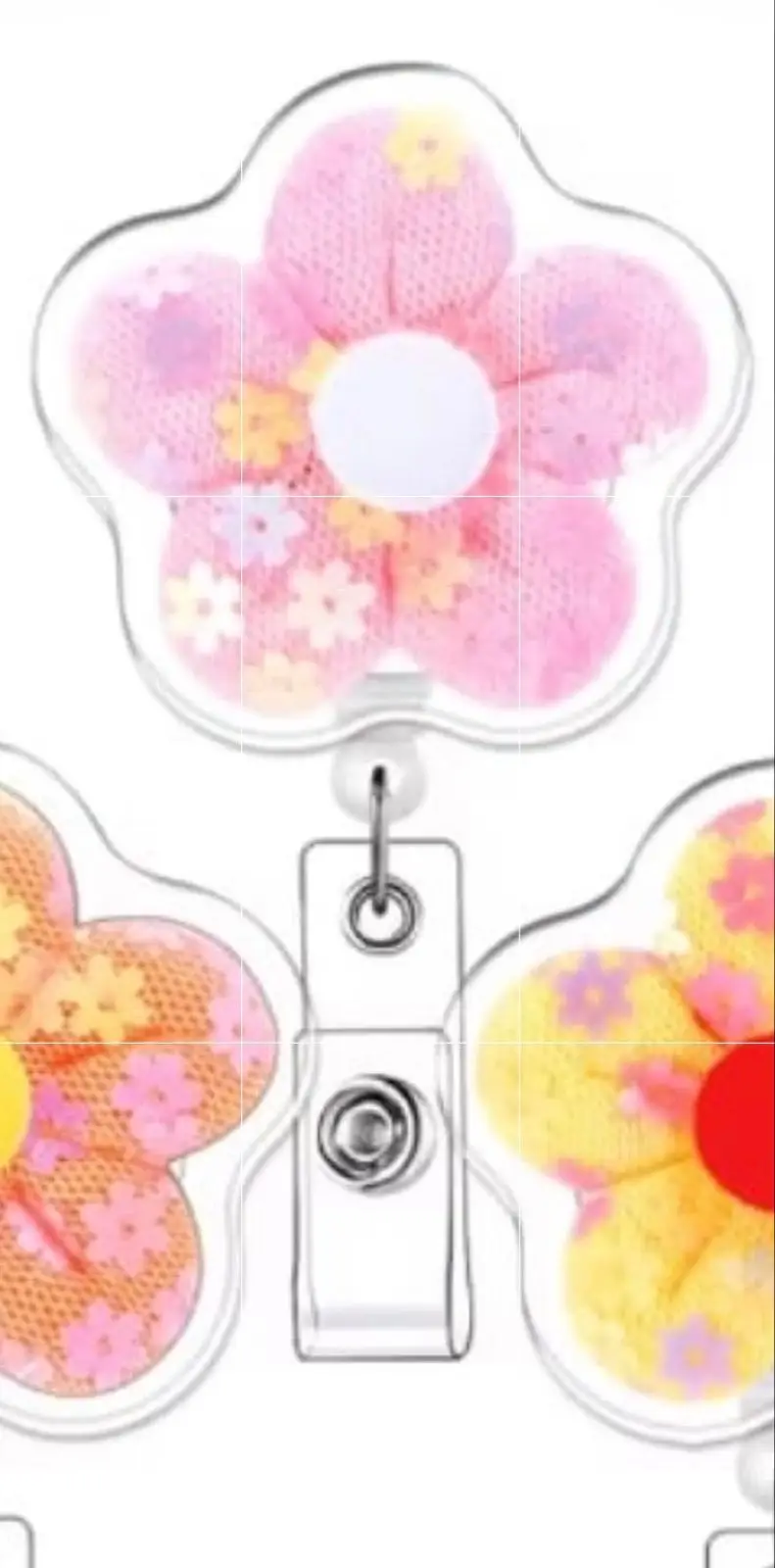 Pink Floral Retractable Badge Reel