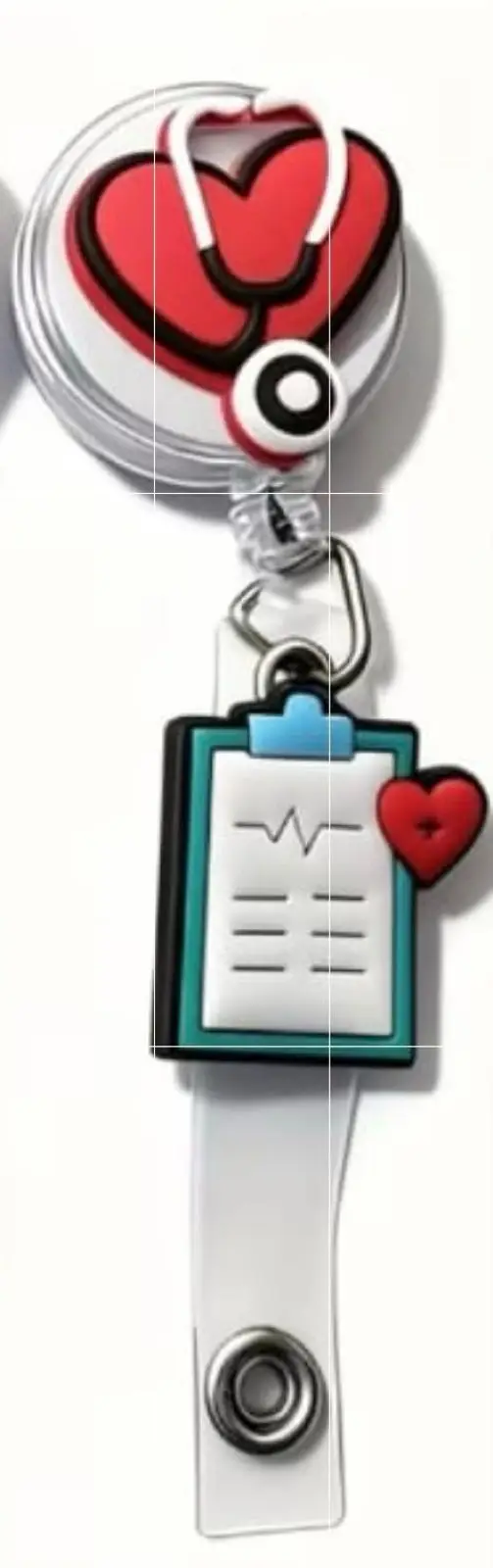 Medical Stethoscope and Clipboard Badge Reel