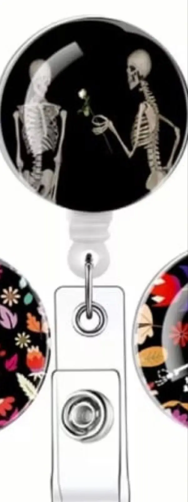 Skeleton Rose Interchangeable Badge Reel