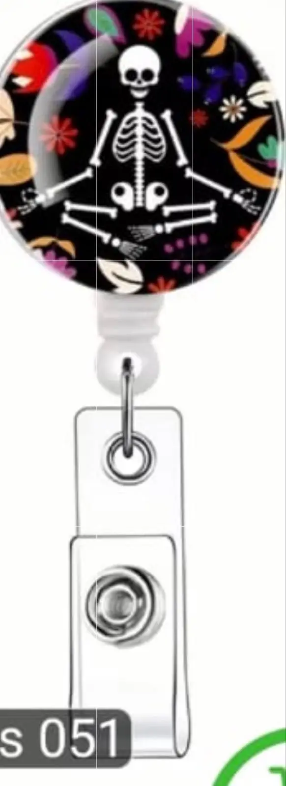 Meditating Skeleton Badge Reel
