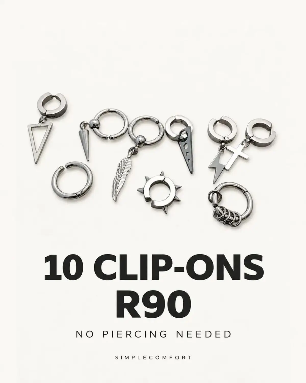 Simple Comfort Set of 10 Non-Piercing Clip-On Earrings